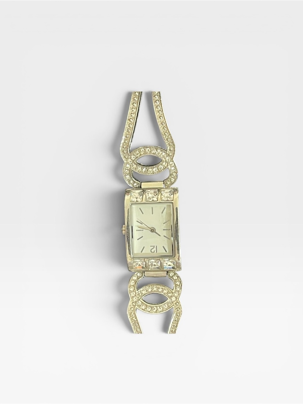 Elegant Silver Tone Rhinestone Bracelet Watch | Vintage - Picture 7 of 7